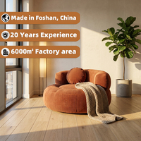 Fauteuil Canapé Moderne Rond Sans Accoudoirs, Fauteuil Relax Rétro en Velours pour Homme et Animal, Canapé Inclinable avec Éponge Haute Densité pour Salon et Chambre