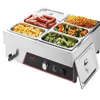 Bain-Marie Gewerblicher Speisenwärmer 1500W 6-Behälter Edelstahl Dampf-Vitrine für Buffet Restaurant Catering