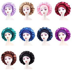 Gorros de satén grandes con banda elástica ancha para el cabello, para mujeres negras, trenzas, gorros para dormir por la noche - Product Image 4