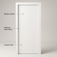 Pintu Interior Putih Berlapis Cat Dasar dengan Rangka, Siap Dicat, Pintu Kayu Ukuran Khusus 2100x900mm, Langsung dari Pabrik