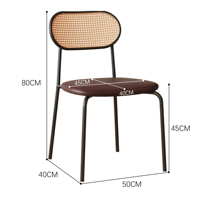 Moderner Umweltfreundlicher Esszimmerstuhl mit Rattanrücken, PU-Ledersitz und Metallgestell für Wohnzimmer, Büro und Restaurant