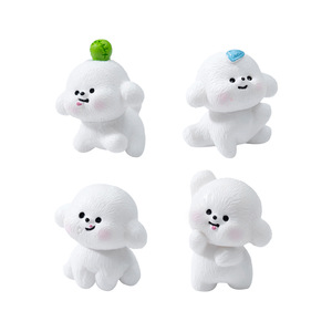 Cute PVC Cartoon Micro-landscape Ball-playing White Puppy Figurine DIY Decorative Accessory Mini Car and <b>Desk</b> Ornament - Product Image 5