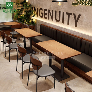 Arredamento Personalizzato per Ristoranti, Combinazione di Tavoli e Sedie per Caffetterie, Divano in <span class=keywords><strong>Legno</strong></span> per Ristoranti Commerciali - Product Image 3