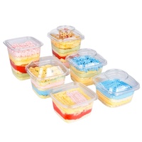 Contenants jetables carrés en PET transparent pour mini-gâteaux, glaces, biscuits et desserts – Vente en gros usine