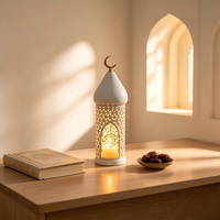 Lanterne à bougie en métal Ramadan Eid Mubarak, décoration de mosquée en forme de croissant de lune pour la maison musulmane, décoration de table