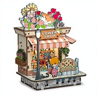 Produit phare : Ensemble de construction mini boutique OEM - Maquette de rue en bois à monter soi-même avec chat, blocs de collection mignons, cadeau