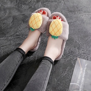 New <strong>Wool</strong> Shearing One Home Cotton Thick-soled Shoes Non-slip Thick Warm Winter Soft Bottom Rabbit Hair Fruit Type <strong>slippers</strong> - Product Image 3