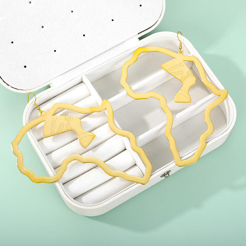 6 Paia Di Orecchini A Mappa Africana In Acciaio Inossidabile Orecchini A Goccia Etnici Pendenti Africa - Foto 11