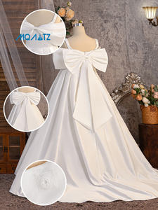 MQATZ Nouvelle Arrivée Robe Longue Maxi Fille d'Été en Satin Blanc avec Grande Nœud pour Anniversaire ou <span class=keywords><strong>Mariage</strong></span> - Product Image 6