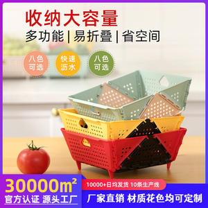 Cesta de drenaje plegable de plástico para fregadero de cocina, para lavar y almacenar verduras y frutas, material PP, diseño plegable - Product Image 5