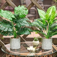 Lot de 2 plantes artificielles Monstera écologiques avec pot, grandes, pour intérieur/extérieur, décoration végétale pour mariages et usage commercial