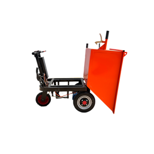 Transportador de construcción de tres ruedas naranja y negro, impulsado a mano, usado para el transporte de ladrillos y abono, alimentación eléctrica. - Product Image 5