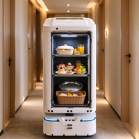 Robot Pengantar Hotel Beban 40kg Koneksi Lift Otomatis Navigasi LiDAR untuk Layanan Kamar Lobi Restoran