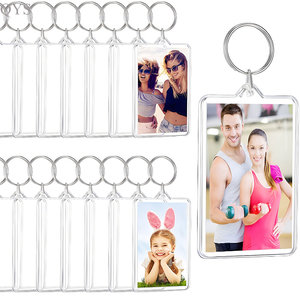QYS Double Sided <b>Blank</b> Picture Acrylic Keychain Personalised Photo Key Fob Holder with Split <b>Ring</b> for Insert Photo - Product Image 2