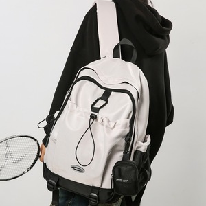 Student <b>Backpack</b> <b>Large</b> Capacity 16 Inch Laptop Bag For School Education Unisex Black White Gray Solid Color DX8819 - Product Image 3