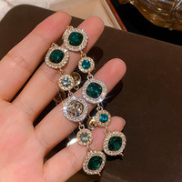 Bracelet en cuivre plaqué or 18 carats de luxe, lourd, 17g |   Chaîne à maillons larges en zircone cubique vert émeraude pour femmes, vente en gros