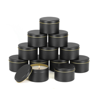 Boîtes en fer blanc rondes de 8 oz avec rebord roulé, dorées, argentées, noires, blanches, avec couvercles, pour bougies parfumées, vente en gros