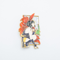 Broche en métal LGC personnalisée, motif couple anime, impression UV transparente, finition or rose, cadeau de collection
