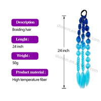 Vente en gros 24 pouces torsion bulle sirène queue de cheval Ombre coloré cheveux synthétiques queue de cheval tresse extensions pour les femmes