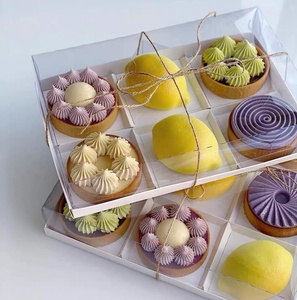 IMEE Ready to Ship Fancy Clear 4 6 Pieces Donut Rectangular Square Clear Lid Patisserie <strong>Mini</strong> <strong>Cake</strong> <strong>Box</strong> Sweet Dessert <strong>Box</strong> - Product Image 1