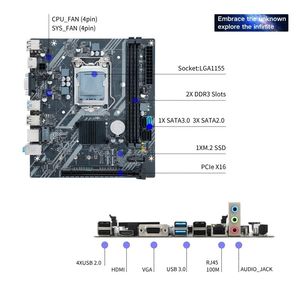 Suministro directo de fábrica <span class=keywords><strong>DDR3</strong></span> M2 Gaming Desktop PC Board LGA 1155 B75 placa base Intel doble canal de memoria SATA disco duro nuevo - Product Image 3