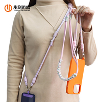 Sangle de téléphone personnalisée en polyester tissé double cordon de cordon réglable coloré avec corde en nylon accessoires de téléphone portable
