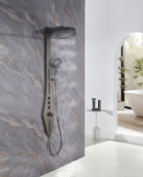 Système de douche thermostatique haut de gamme avec douche pluie et douchette à main, colonne de douche murale 3 fonctions pour salle de bain