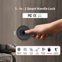 Poignée de porte intelligente Tuya avec serrure à levier réglable US 60/70, biométrique, par empreinte digitale et code, pour porte intérieure en bois de chambre à coucher (OEM)