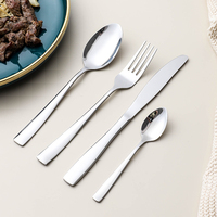 Ensemble de couverts de table en acier inoxydable, 24 pièces, couteau, cuillère et fourchette, argent sterling, pour restaurant