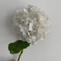 B-1275 Hortensias artificiels de haute qualité, 168 pétales, toucher réel, branche unique, grandes fleurs blanches à longue tige, Saint-Valentin