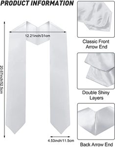 Sciarpa <span class=keywords><strong>da</strong></span> <span class=keywords><strong>uomo</strong></span> estiva leggera <span class=keywords><strong>da</strong></span> 70 pollici in raso con stampa digitale per laurea, fai <span class=keywords><strong>da</strong></span> te (Bianco) - Product Image 2