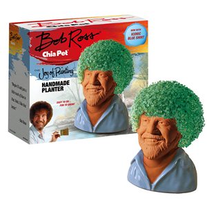 Chia Pet <span class=keywords><strong>Bob</strong></span> <span class=keywords><strong>Ross</strong></span> - Pot de fleurs décoratif en céramique bleu, facile à réaliser et amusant à faire pousser, cadeau original, parfait pour toutes les occasions - Product Image 1