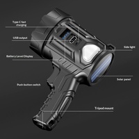 Lampe torche solaire à manivelle OEM, rechargeable par USB 18650, 500M, LED, torche portative, camping, urgence, ABS, logo personnalisé