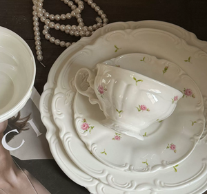 Juego de Vajilla de Cerámica Ecológica Moderna con Diseño de Rosa Blanca Estilo Relieve Rosa Forrestiana Francesa para Bodas - Product Image 3