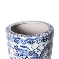 Vase de sol en céramique Art Déco bleu et blanc de Jingdezhen, grand cylindre, motif dragon, peint à la main, vague marine, pot à fleurs pour la décoration intérieure