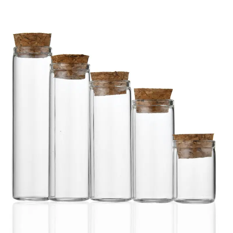 Großhandel Mini Wunsch flasche 5ml 10ml 15ml 20ml 25ml Glas fläschchen Klarglas Kork deckel Flaschen für die Inneneinrichtung