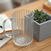 Nouvelle Tasse à Thé en Verre Borosilicate Couleur Unie, Écologique, Résistante à la Chaleur, Minimaliste, à Large Ouverture, avec Poignée Colorée