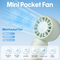 Ventilateur portable compact à 3 vitesses, moteur sans balais, 5 pales, léger, en plastique, pour extérieur, avec cordon et commande par bouton, silencieux
