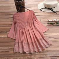 Chemise en dentelle pour femmes, mode d'été, col en V, chemise blanche pour femmes, vêtements de créateur, chemise élégante pour femmes, chemisier pour femmes, taille plus