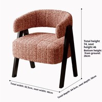 Fauteuil de loisirs en tissu chenille de style vintage moderne, structure en bois massif, fauteuil de luxe pour appartement, salon
