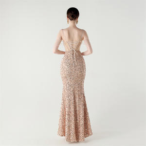 Gaun Malam Mewah Wanita Model Tulang Ikan Payet Tali Spaghetti Gaun Pesta Wanita Gaun <span class=keywords><strong>Prom</strong></span> Gaun Pengiring Pengantin - Product Image 5