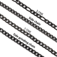 Accessoires stylés Chaîne gourmette 3mm en acier inoxydable noir avec diamant 1:1 NK Chaîne Figaro 3:1 pour fabrication de bijoux unisexe