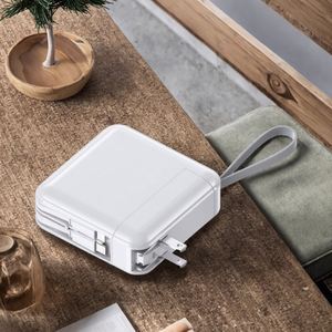 <b>Plug</b> Power Bank 20000Mah Li-Polymer Fast <b>Charging</b> Portable Charger Pd18w Ac <b>Usb</b> High Capacity Lanyard Wood Material - Product Image 3