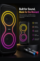 HANSUO HS-TD04A1Speaker Pesta Kompak Ganda 4 Inci dengan Pemutar Musik Nirkabel, Lampu LED RGB, dan Remote Control