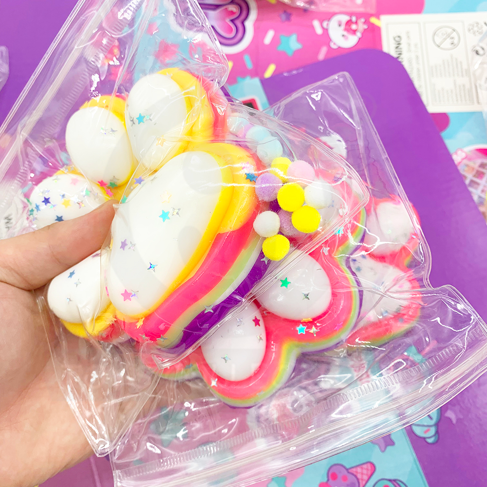 JO Non-Toxic Multi-Color TPR Mochi Cat Paw Sensory Toy-Squeezable Soft Squishy Stress Relief for Kids 3+ & Adults Durable 6cm