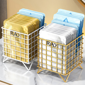 Face Mask Storage Box <b>Square</b> Wire <b>Basket</b> Desktop Cosmetic Organizer Eco Friendly Standing Type - Product Image 5