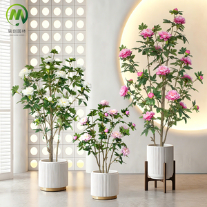 Peonie Artificiali in Vaso, Piccole Piante di Peonie Finte per Interni ed Esterni, Fiori di Peonia in Seta, <span class=keywords><strong>Pianta</strong></span> in Vaso - Product Image 1