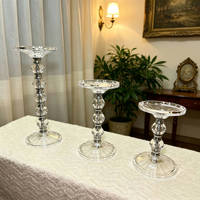Ensemble de 3 porte-bougies en cristal transparent, chandelier en verre de luxe pour centre de table de mariage, banquet, événement, décoration de fête