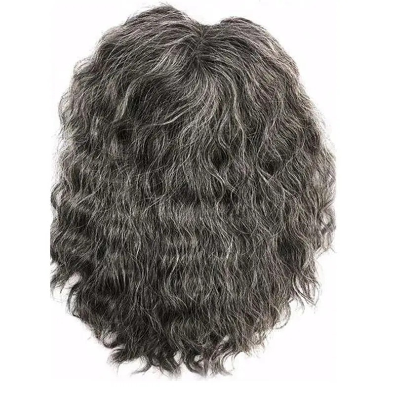Capelli grigi corti del cuoio capelluto naturale per le signore anziane con capelli radi | Clip su capelli grigi da 6 pollici per le donne anziane
