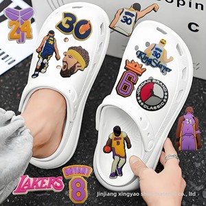 Breloques florales en caoutchouc style Crocs sur le thème de la <span class=keywords><strong>NBA</strong></span> pour chaussures, embellissements DIY pour chaussures, accessoires en gros en stock - Product Image 1